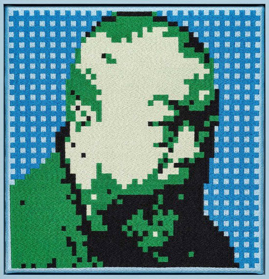 Self-Portrait Embroidery (Green & Blue)