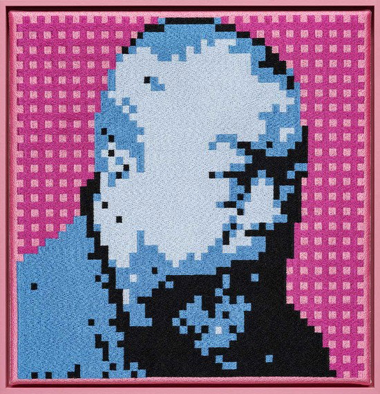 Self-Portrait Embroidery (Blue & Pink)